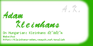 adam kleinhans business card